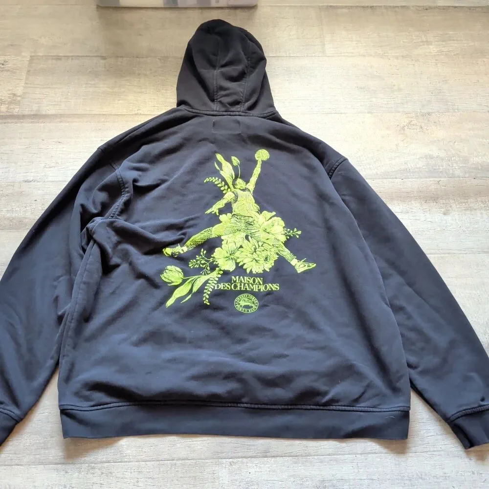 JORDAN MAISON DES CHAMPIONS FLEECE BLACK HOODIE SWEATSHIRT BASKETBALL SZ XXL